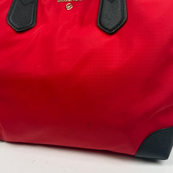 Michael Kors Eva Top Zip Tote Red Nylon Black Trim with Pouch & Snap Closure - Picture 3 of 10
